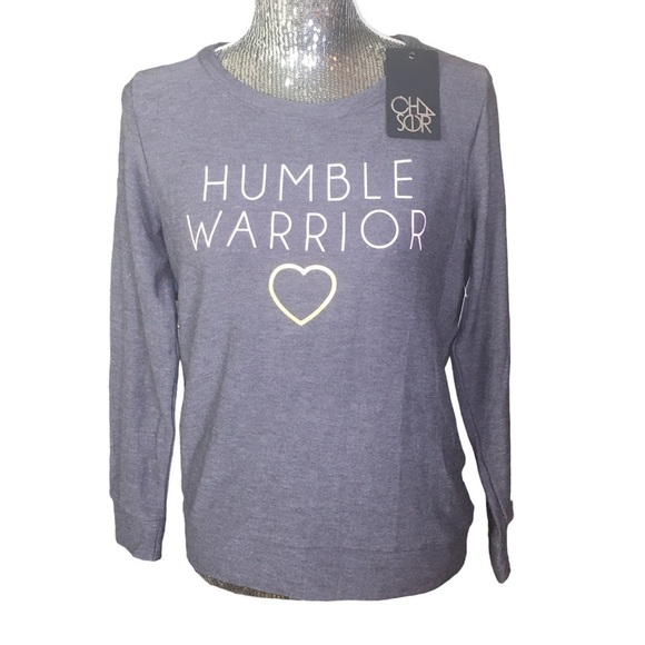 NWT Chaser “Humble Warrior” sweatshirt size Large Pullover light weight gray - Picture 1 of 6